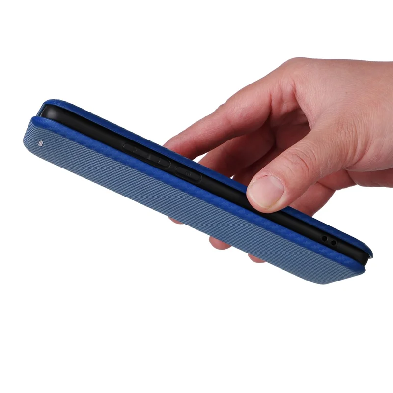 For Oppo Reno11 Pro 5G (Global) / Reno11 (China) 5G Leather Case with Card Holder Carbon Fiber Texture - Blue