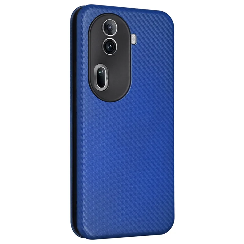 For Oppo Reno11 Pro 5G (Global) / Reno11 (China) 5G Leather Case with Card Holder Carbon Fiber Texture - Blue