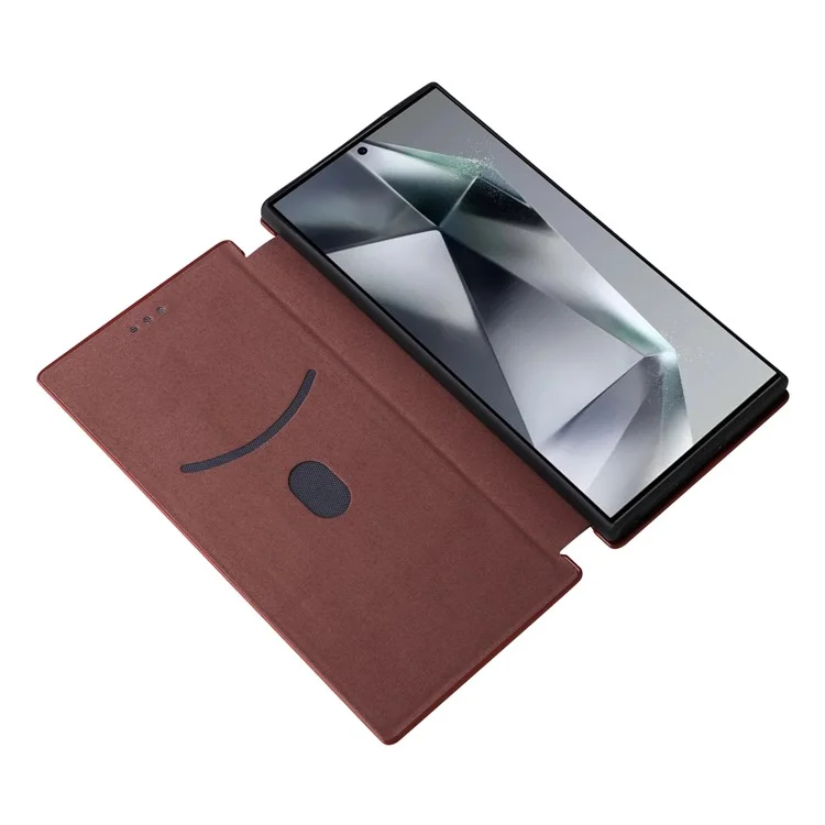 Per Samsung Galaxy S24 Ultra Case Carbon Fiber Texture Leather Cover con slot per scheda - Marrone