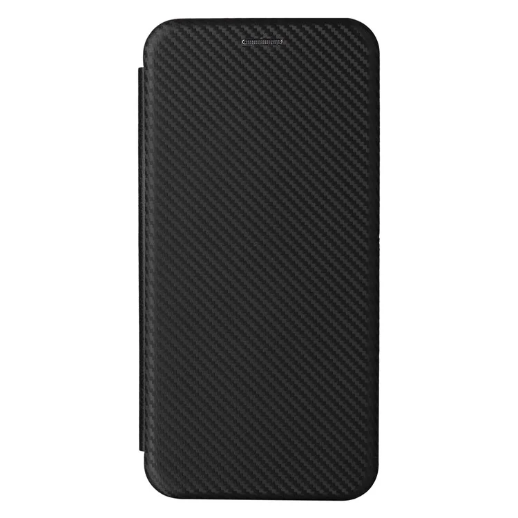 Custodia in pelle per Oppo Reno11 5G (Global), chiusura magnetica automatica, texture in fibra di carbonio - Nero
