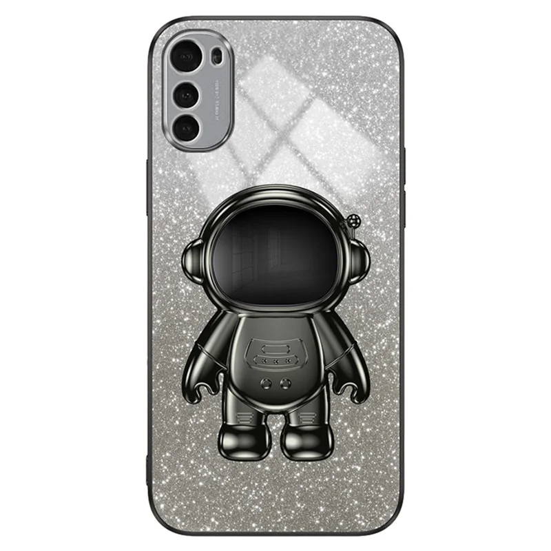 Для Motorola Moto E32 4G Case Case Colepting Cope Chop с Подставкой Astronaut - Черный