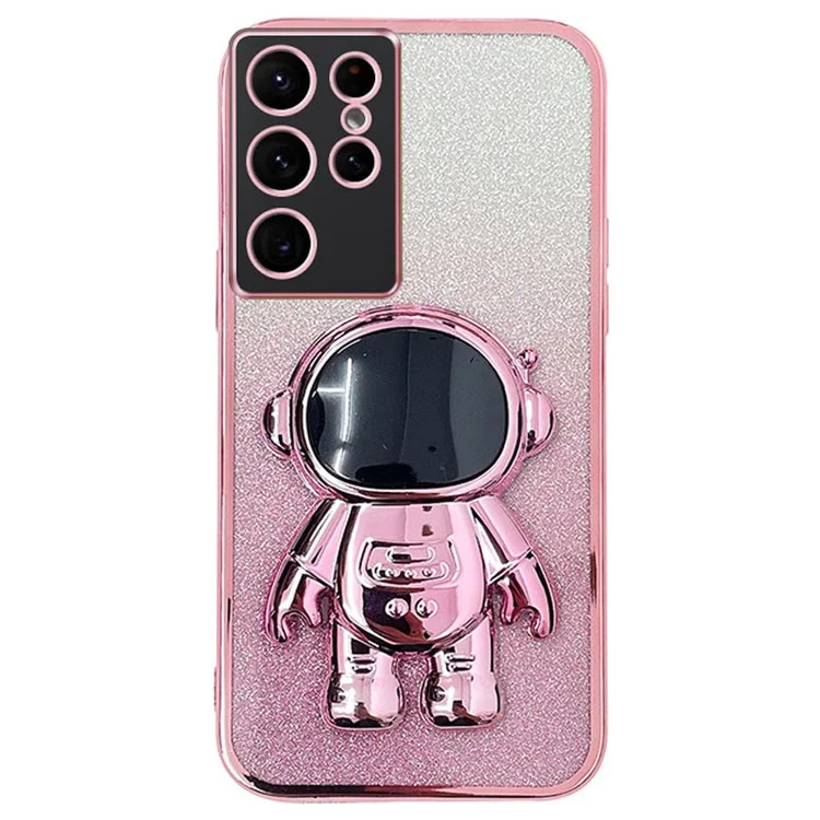 For Samsung Galaxy S24 Ultra Case Electroplating PC+TPU Smart Phone Cover - Pink