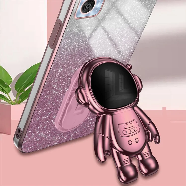 Per Motorola Moto E22 4G Case Astronauta Supporto Antiurto Custodia Telefonica - Rosa