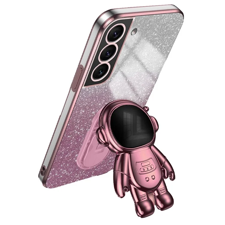 Für Samsung Galaxy S22 5G PC+TPU Handyhülle Astronaut Kickstand Cover - Pink