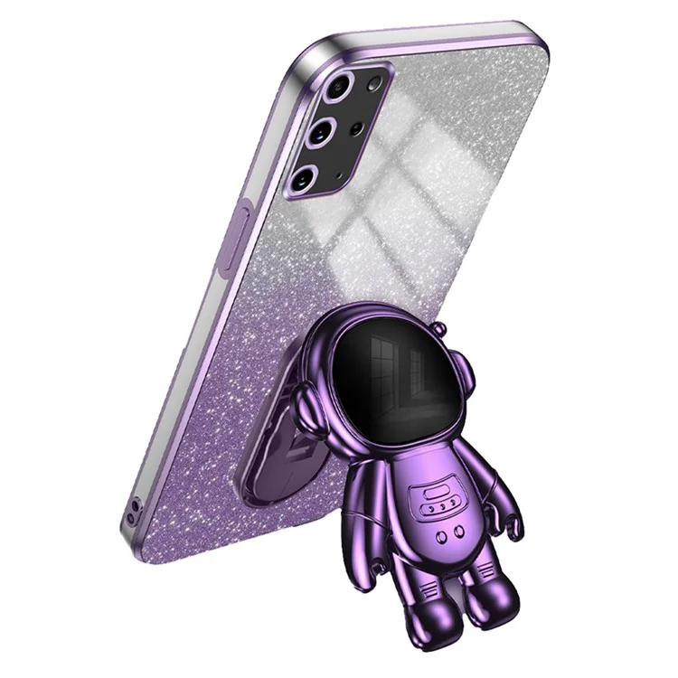Para Samsung Galaxy S20 Plus 5G / 4G Funda de Teléfono con Soporte Funda de Teléfono Celular PC+TPU Carcasa Electrochapa - Morado