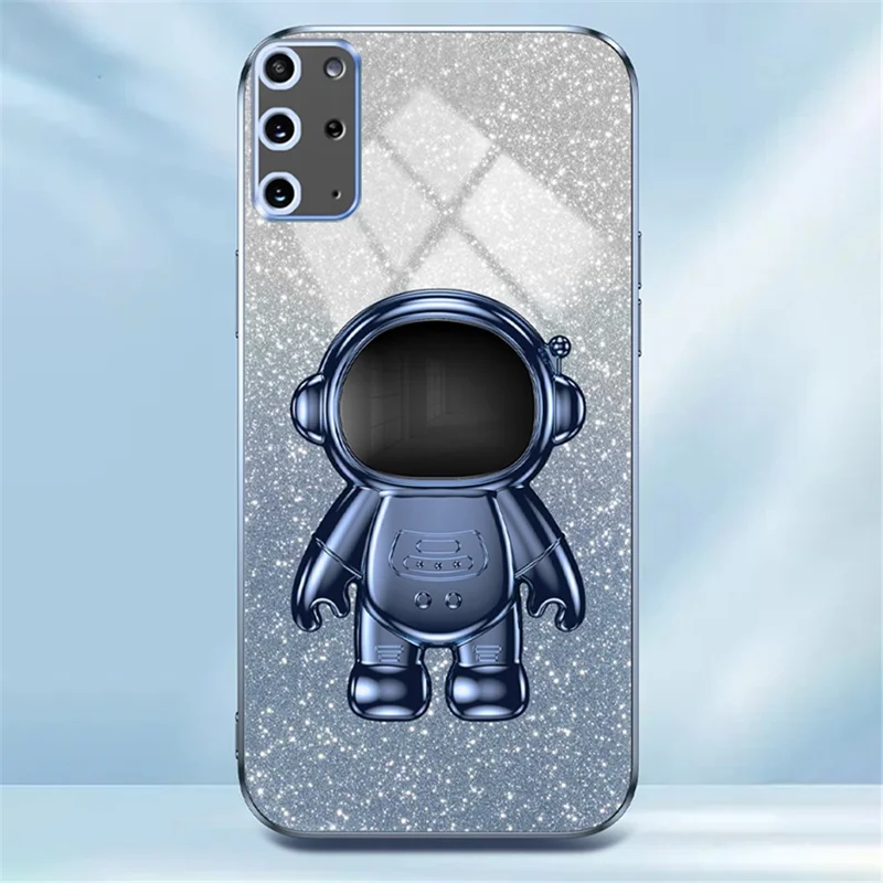 For Samsung Galaxy S20 Plus 5G / 4G Kickstand Phone Case PC+TPU Shell Electroplating Cell Phone Cover - Blue