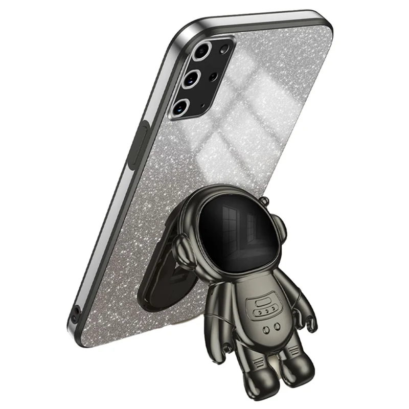 Kickstand-hölje för Samsung Galaxy S20 Plus 5G / 4G PC+TPU skal med elektroplätering Mobilskal - Svart