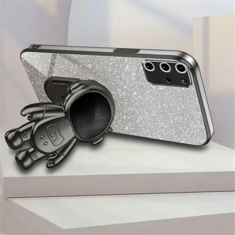 Kickstand-hölje för Samsung Galaxy S20 Plus 5G / 4G PC+TPU skal med elektroplätering Mobilskal - Svart