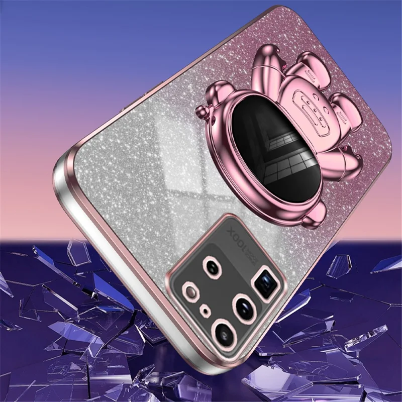 Per Samsung Galaxy S20 Ultra Case Precise Cutout Astronaut Supporto Antipolvere PC+TPU Cover per telefono - Rosa