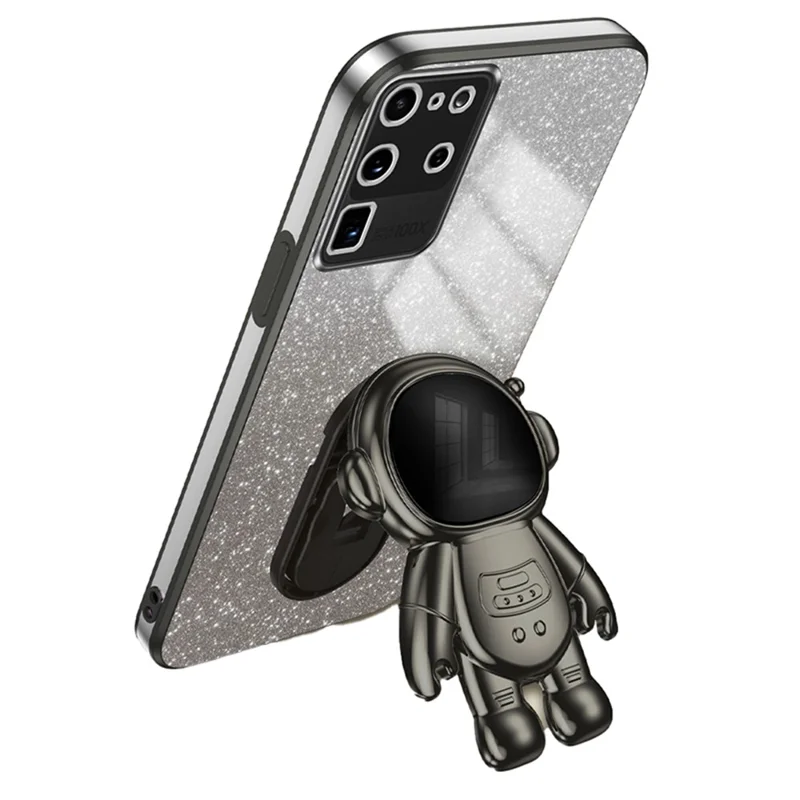 Per Samsung Galaxy S20 Ultra Case Cutout Preciso Astronauta Supporto Antipolvere PC+TPU Custodia Telefonica - Nero