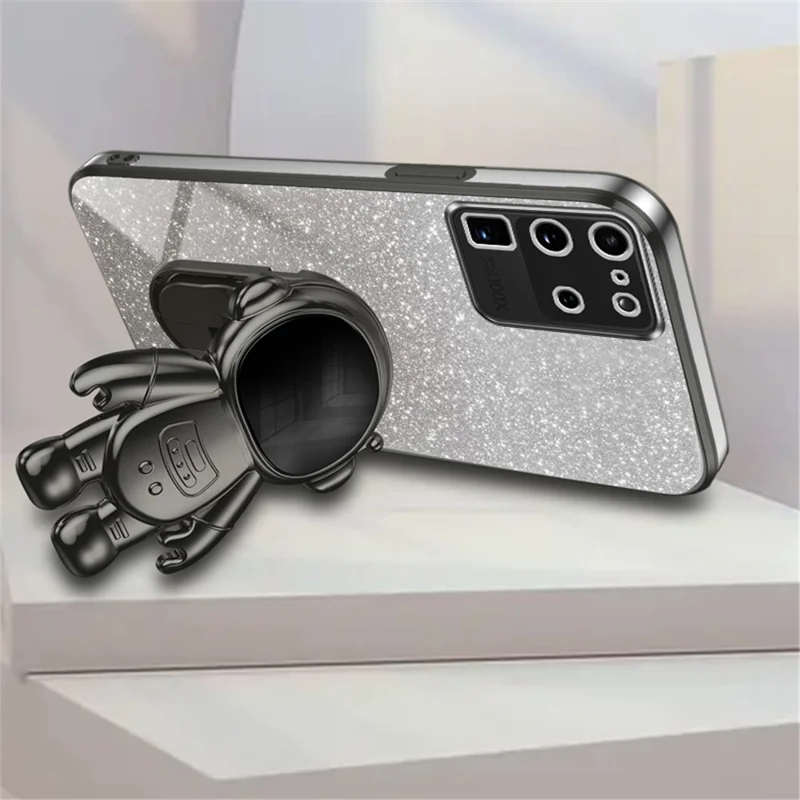 Per Samsung Galaxy S20 Ultra Case Cutout Preciso Astronauta Supporto Antipolvere PC+TPU Custodia Telefonica - Nero