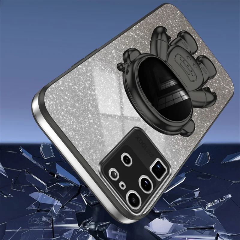 Per Samsung Galaxy S20 Ultra Case Cutout Preciso Astronauta Supporto Antipolvere PC+TPU Custodia Telefonica - Nero