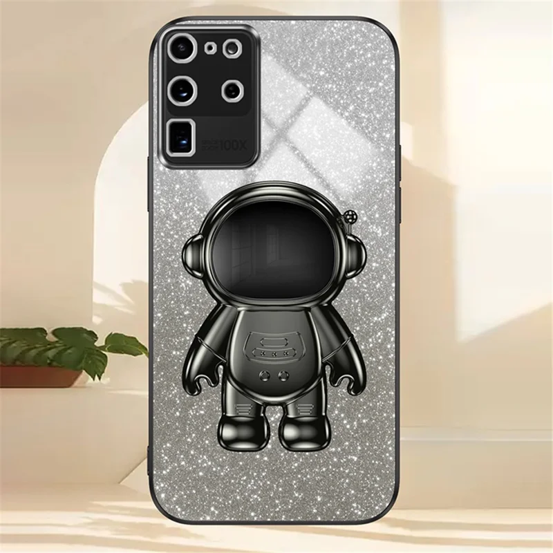 Per Samsung Galaxy S20 Ultra Case Cutout Preciso Astronauta Supporto Antipolvere PC+TPU Custodia Telefonica - Nero