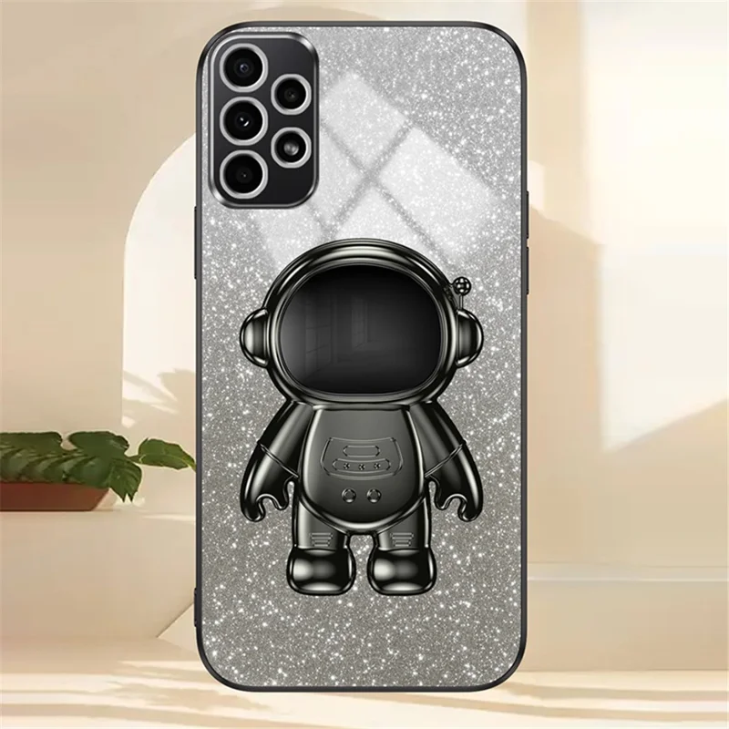 Cell Phone Case for Samsung Galaxy A32 5G / M32 5G PC+TPU Phone Cover with Astronaut Kickstand - Black