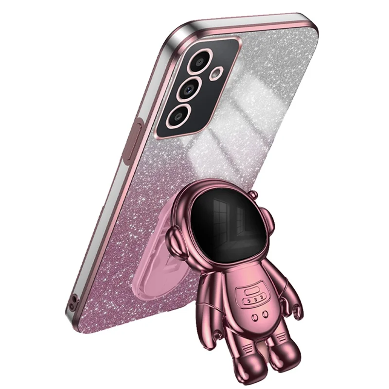 Per Samsung Galaxy A34 5G Kickstand Case PC+TPU Anti-scratch Glittery Powder Phone Cover - Pink