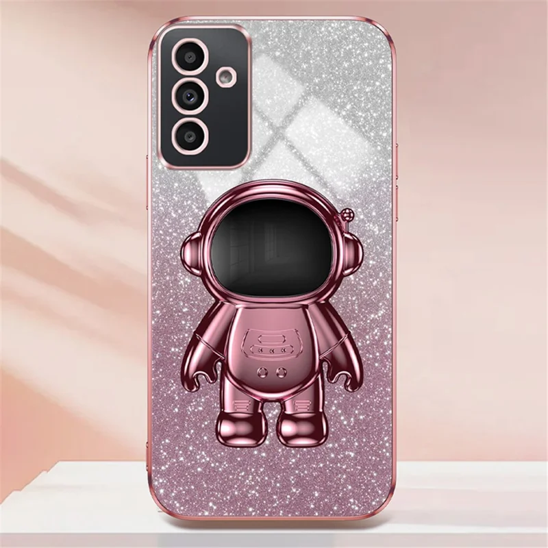 Per Samsung Galaxy A34 5G Kickstand Case PC+TPU Anti-scratch Glittery Powder Phone Cover - Pink