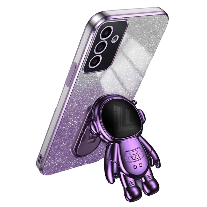 Astronaut Kickstand Cover for Samsung Galaxy A35 5G Case PC+TPU Anti-scratch Phone Shell - Purple