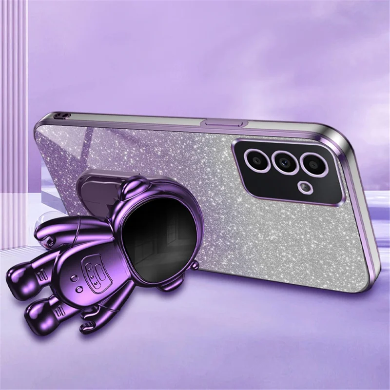 Astronaut Kickstand Cover for Samsung Galaxy A35 5G Case PC+TPU Anti-scratch Phone Shell - Purple