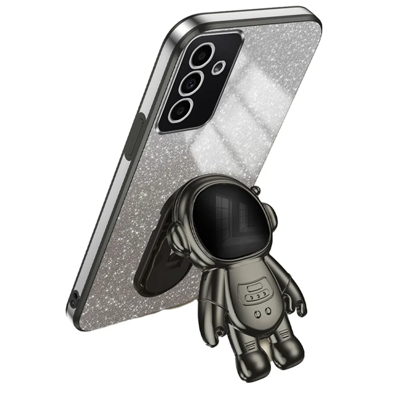 Obudowa do Samsung Galaxy A25 5G (Global) (161,0 x 76,5 x 8,3 mm) z powłoką elektrolityczną, pokrowiec PC+TPU z astronautą i podstawką – Czarny