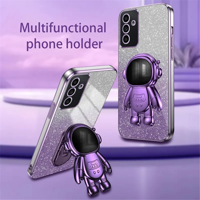 For Samsung Galaxy A15 4G / A15 5G Case Drop-proof Astronaut Kickstand Mobile Phone Cover - Purple