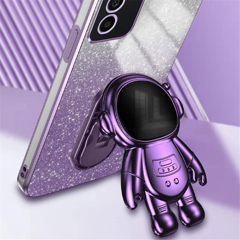 For Samsung Galaxy A15 4G / A15 5G Case Drop-proof Astronaut Kickstand Mobile Phone Cover - Purple