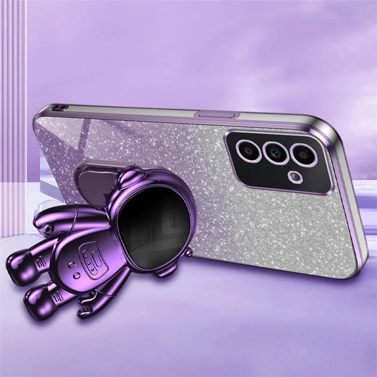 For Samsung Galaxy A15 4G / A15 5G Case Drop-proof Astronaut Kickstand Mobile Phone Cover - Purple
