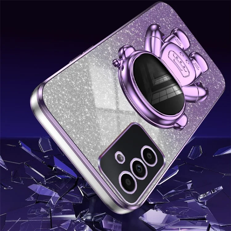 For Samsung Galaxy A15 4G / A15 5G Case Drop-proof Astronaut Kickstand Mobile Phone Cover - Purple