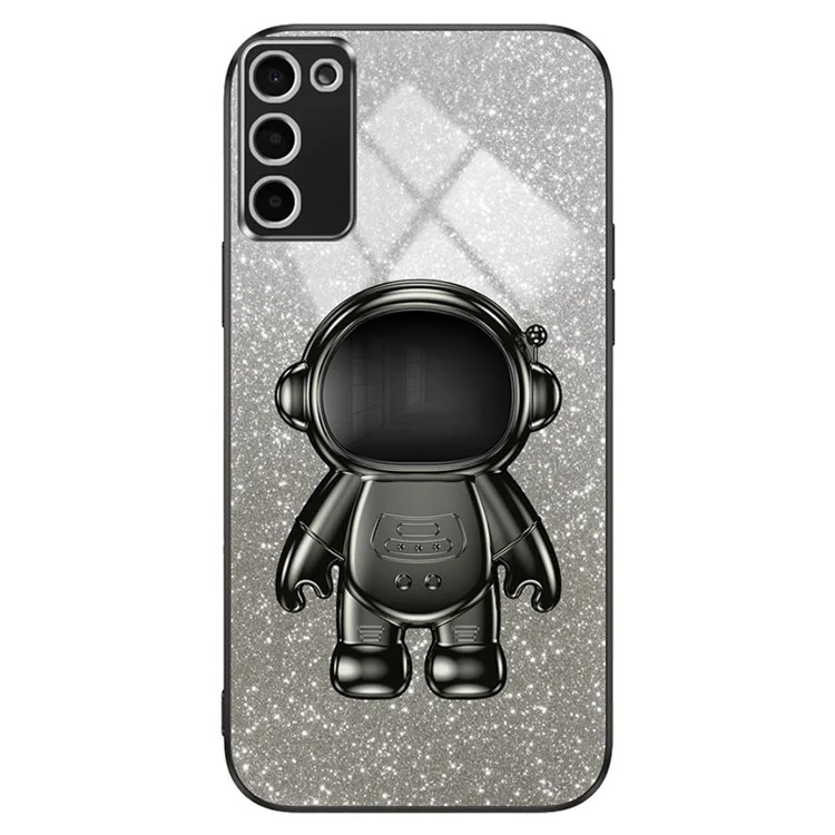 Kickstand Cover pour Samsung Galaxy A03s (164,2 x 75,9 x 9,1 mm) Coque de téléphone en PC+TPU pailleté - Noir
