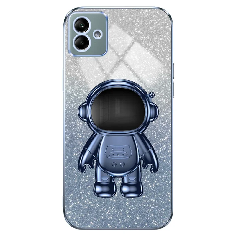 Für Samsung Galaxy A04e 4G / F04 4G / M04 4G Handyhülle Electroplated Cover mit Astronaut Ständer - Blau