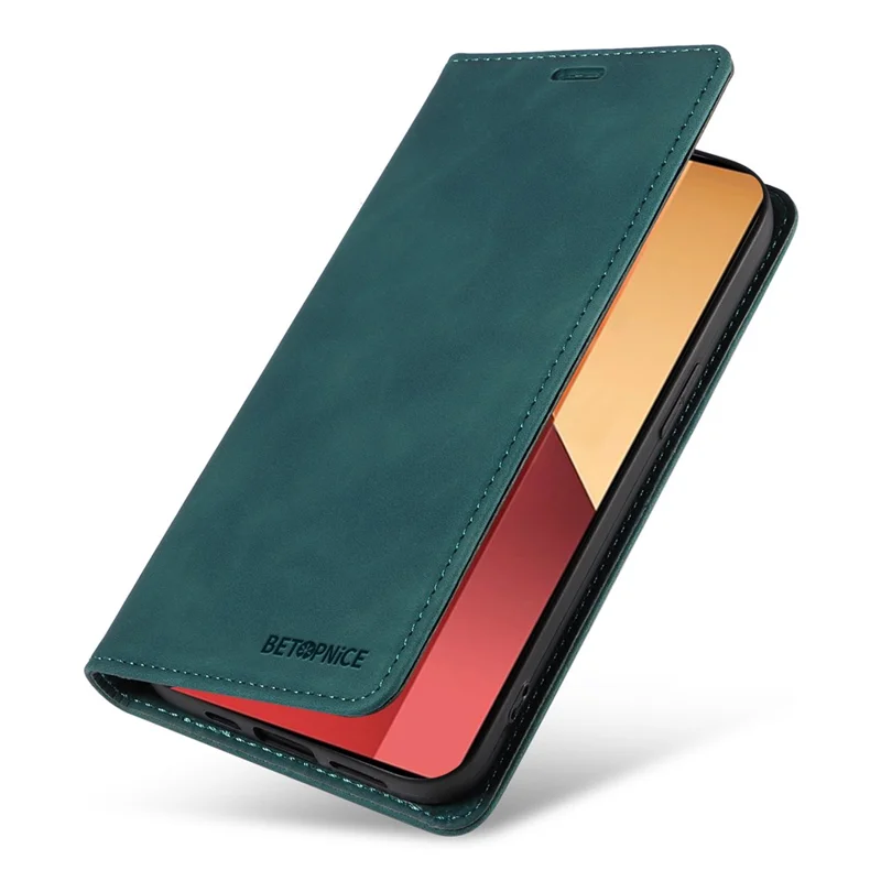 BETOPNICE 003 per Xiaomi Redmi Note 13 Pro 4G / Poco M6 Pro 4G Cover per telefono in pelle con blocco RFID - Verde