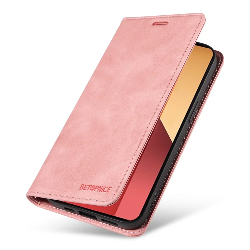 BETOPNICE 003 For Xiaomi Redmi Note 14S 4G / Note 13 Pro 4G / Poco M6 Pro 4G Phone Cover Leather RFID Blocking Case - Pink