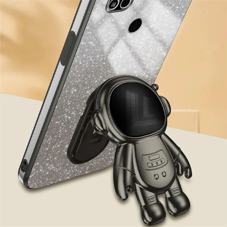 Чехол для телефона Xiaomi Redmi 10C 4G, электрохромное покрытие, подставка, пластик+ТПУ, с блестками - черный