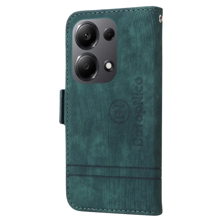 BETOPNICE 001 для Xiaomi Redmi Note 13 Pro 4G / Poco M6 Pro 4G Чехол с ручным ремешком Кожаный бумажник Чехол - Зеленый