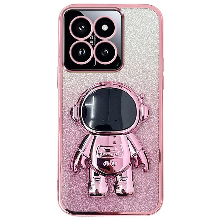 Per Xiaomi 14 Cover Antiurto Astronauta Supporto Elettroplaccatura Cover per Cellulare - Rosa