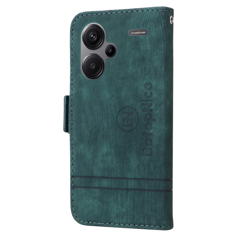 BETOPNICE 001 for Xiaomi Redmi Note 13 Pro+ 5G Phone Case Imprinted Lines Pattern Wallet Cover - Green