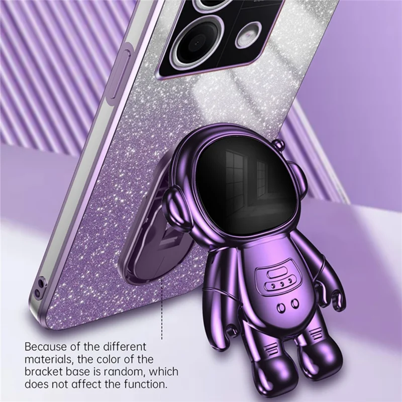 Para Xiaomi Redmi Note 13 4G Case Glitter Powder Anti-scratch PC+TPU Phone Kickstand Cover - Roxo