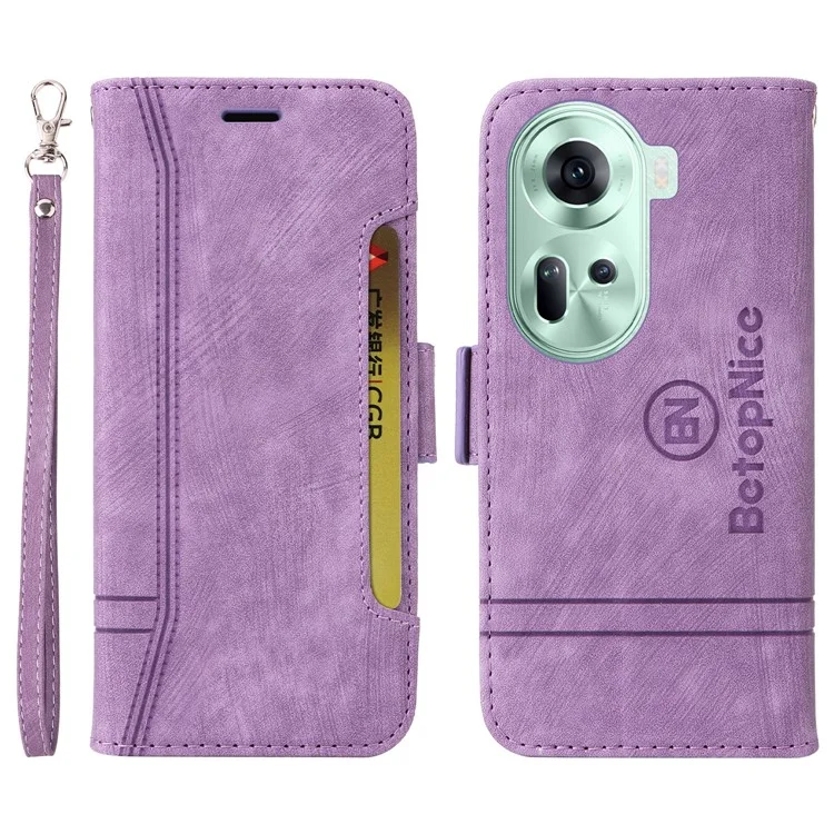 BETOPNICE 001 for Oppo Reno11 5G (Global) Case Shockproof Folding Wallet Phone Cover - Purple
