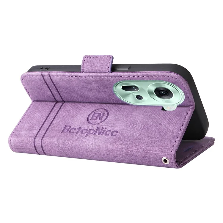 BETOPNICE 001 for Oppo Reno11 5G (Global) Case Shockproof Folding Wallet Phone Cover - Purple