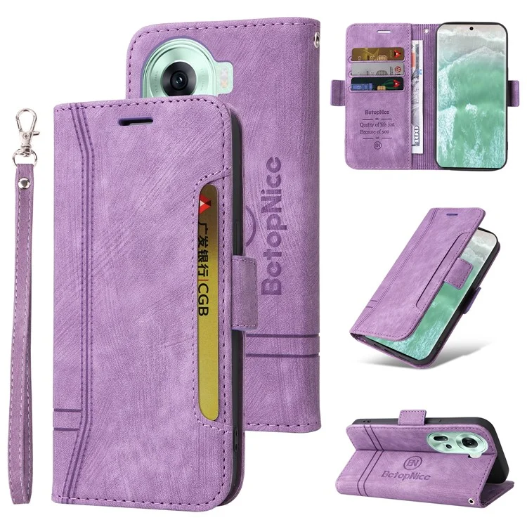 BETOPNICE 001 for Oppo Reno11 5G (Global) Case Shockproof Folding Wallet Phone Cover - Purple