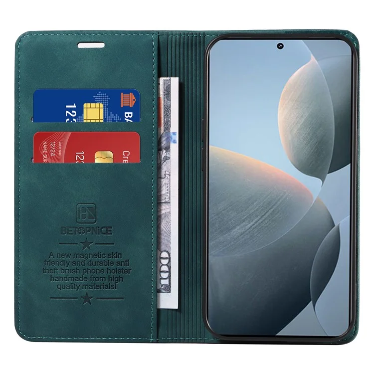 BETOPNICE 003 Para Xiaomi Poco F6 Pro 5G / Redmi K70 5G / K70 Pro 5G Funda Billetera Protectora de Teléfono con Bloqueo RFID - Verde