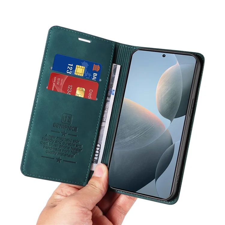 BETOPNICE 003 Para Xiaomi Poco F6 Pro 5G / Redmi K70 5G / K70 Pro 5G Funda Billetera Protectora de Teléfono con Bloqueo RFID - Verde