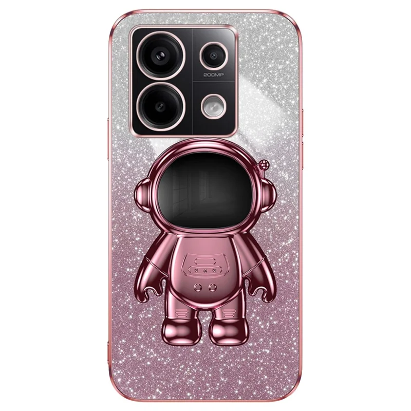 For Xiaomi Poco X6 5G / Redmi Note 13 Pro 5G Case Electroplating Astronaut Kickstand Phone Cover - Pink