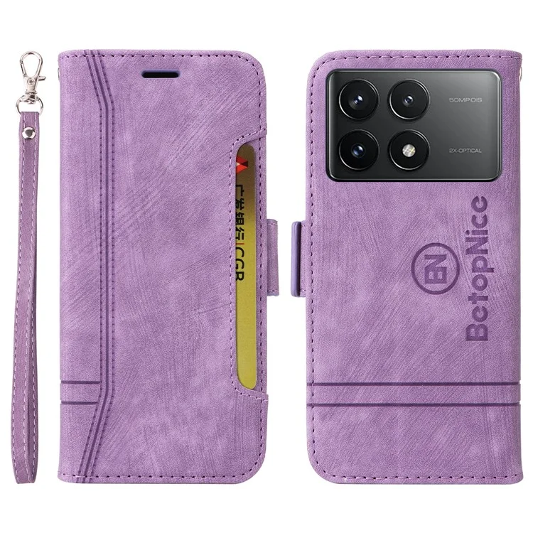BETOPNICE 001 für Xiaomi Poco F6 Pro 5G / Redmi K70 5G / K70 Pro 5G Case Anti-Fall Flip Stand Protective Cover - Lila