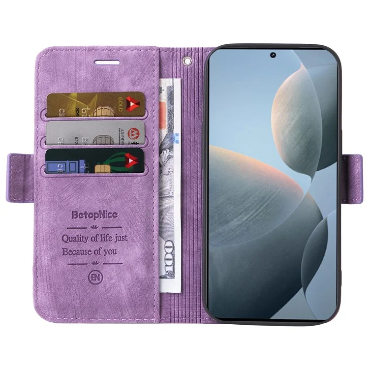 BETOPNICE 001 für Xiaomi Poco F6 Pro 5G / Redmi K70 5G / K70 Pro 5G Case Anti-Fall Flip Stand Protective Cover - Lila