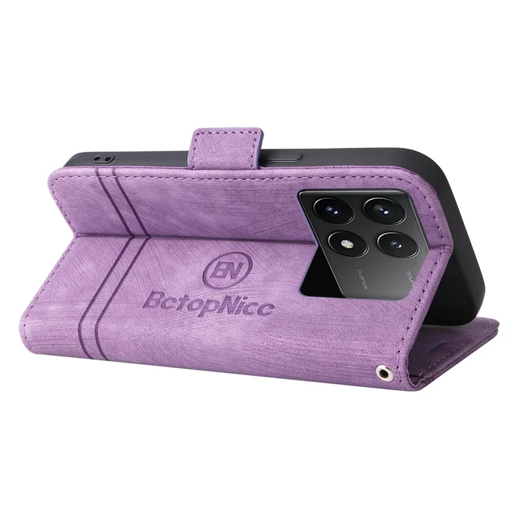 BETOPNICE 001 für Xiaomi Poco F6 Pro 5G / Redmi K70 5G / K70 Pro 5G Case Anti-Fall Flip Stand Protective Cover - Lila