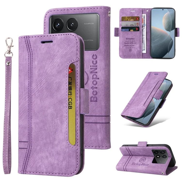 BETOPNICE 001 für Xiaomi Poco F6 Pro 5G / Redmi K70 5G / K70 Pro 5G Case Anti-Fall Flip Stand Protective Cover - Lila