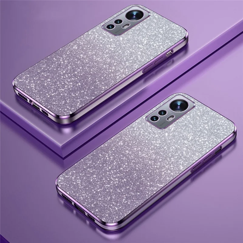 Para Xiaomi 12 Lite 5G Caso de Celular PC+TPU Eletroplating Astronaut Kickstand Protection Cober - Roxo