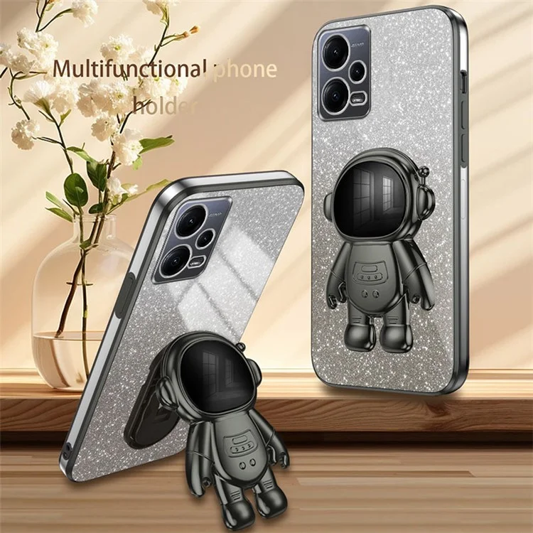 Pour Xiaomi Redmi Note 12 5G (Global) / Poco X5 5G Étui d'astronaute avec support Coque PC+TPU - Noir