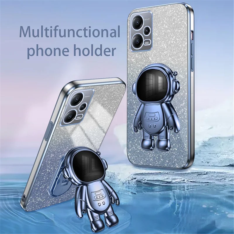 For Xiaomi Redmi Note 12 5G (Global) / Poco X5 5G Astronaut Kickstand Case PC+TPU Phone Cover - Blue
