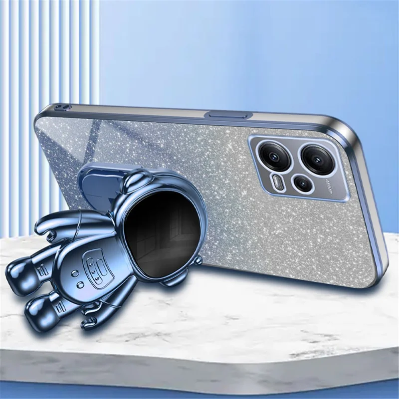 For Xiaomi Redmi Note 12 5G (Global) / Poco X5 5G Astronaut Kickstand Case PC+TPU Phone Cover - Blue